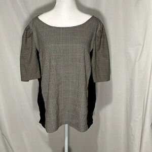 women's brown black red herringbone print plus size Vince Camuto top size xxl